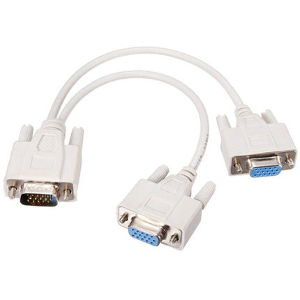 VGA SVGA HDB15 Male to 2 Female Splitter Cable, Length: 32.5cm, S-PC-0415, S-PC-0415A