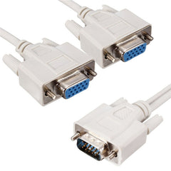 VGA SVGA HDB15 Male to 2 Female Splitter Cable, Length: 32.5cm, S-PC-0415, S-PC-0415A