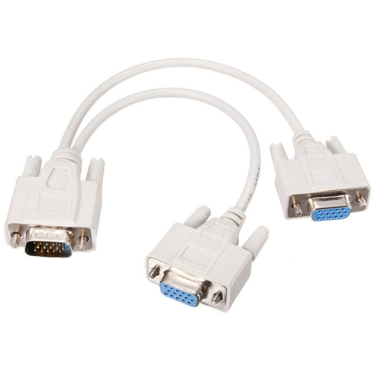 VGA SVGA HDB15 Male to 2 Female Splitter Cable, Length: 32.5cm, S-PC-0415, S-PC-0415A