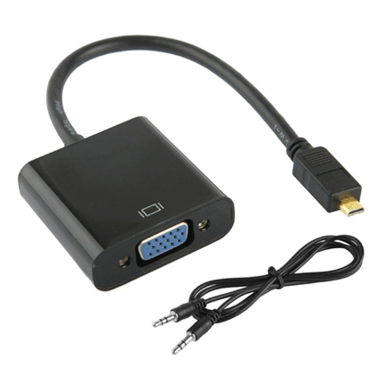 22cm Full HD 1080P Micro HDMI Male to VGA Female Video Adapter Cable with Audio Cable, Micro HDMI