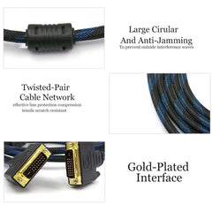 Nylon Netting Style DVI-I Dual Link 24+5 Pin Male to Male M / M Video Cable, Length: 1.5m, DVI 24+5 1.5m