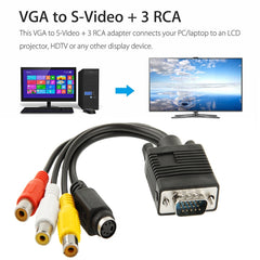 VGA to S-Video AV RCA TV Converter Cable Adapter with 2 Audio Cable, VGA to S-Video