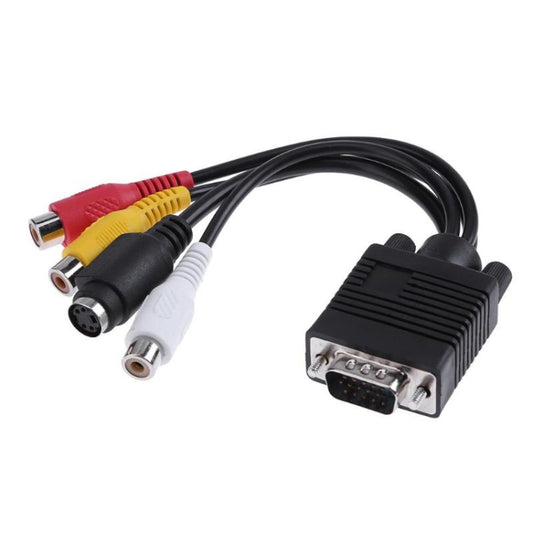 VGA to S-Video AV RCA TV Converter Cable Adapter with 2 Audio Cable, VGA to S-Video