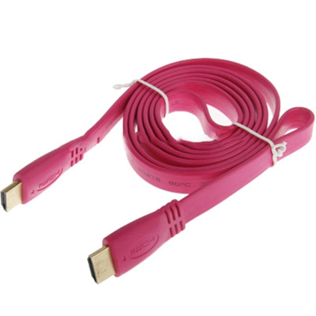1.5m Gold Plated HDMI to HDMI 19Pin Flat Cable, 1.4 Version, Support Ethernet, 3D, 1080P, HD TV / Video / Audio etc, Length: 1.5m (Magenta)
