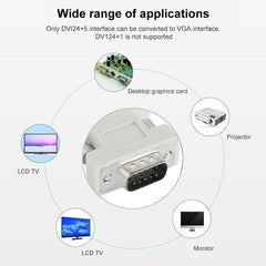 DVI-I 24 + 5 Pin Female to VGA 15 Pin Male Converter Adapter, DVI 24+5 Pin Female