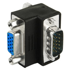 90 Degree VGA 15 Pin Male to Female Right Angle Adapter, VGA Male to Female