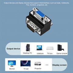 90 Degree VGA 15 Pin Male to Female Right Angle Adapter, VGA Male to Female