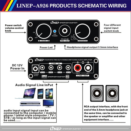 A926 Four-In Two-Out Signal Amplifying Switcher, A926