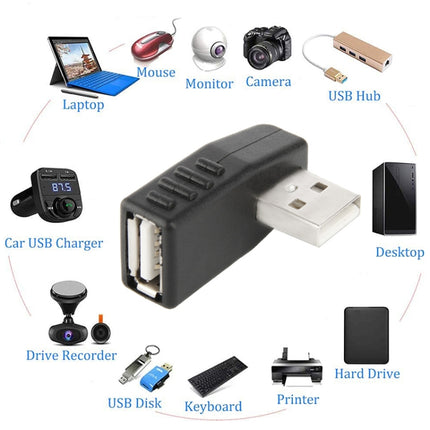 USB 2.0 AM to AF Adapter with 90 Degree Angle, Support OTG Function, 90 Degree Lelf Angled, 90 Degree Right Angled