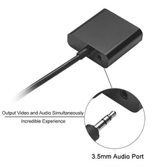 22cm Full HD 1080P Mini HDMI Male to VGA Female Video Adapter Cable with Audio Cable, Mini HDMI