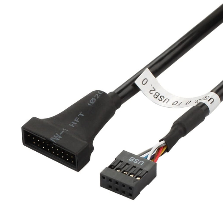 USB 2.0 9Pin Motherboard Female to USB 3.0 19Pin Housing Male Adapter Cable, Length: 15cm, 9 Pin Female to 19 Pin Male