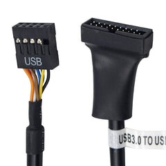 USB 2.0 9Pin Motherboard Female to USB 3.0 19Pin Housing Male Adapter Cable, Length: 15cm, 9 Pin Female to 19 Pin Male