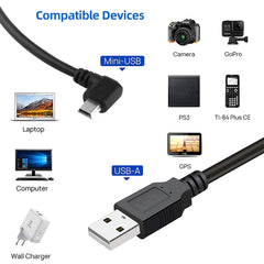 90 Degree Mini USB Male to USB 2.0 AM Adapter Cable, Length: 25cm, Right Angle Mini USB