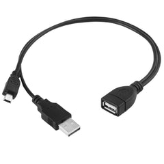 Mini USB Male + USB 2.0 AM to AF Cable with OTG Function, Length: 30cm / 35cm, Mini USB + USB AM, 30cm