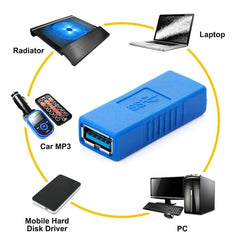 Super Speed USB 3.0 AF to AF Cable Adapter , AF to AF, Outcrop Female AF to AF