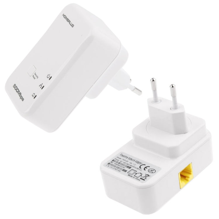 2 PCS 500Mbps Powerline Network Mini Homeplug AV Ethernet Bridge, 7HP150, EU Plug, 500Mbps