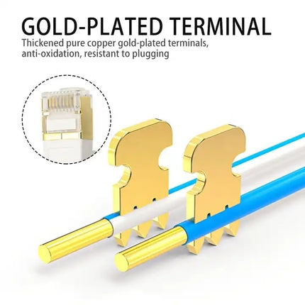 Gold Plated Head CAT7 High Speed 10Gbps Ultra-thin Flat Ethernet Network LAN Cable, 1m, 2m, 3m, 5m, 10m, 15m, 20m, 25m, 30m