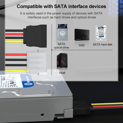 4 Pin IDE to Serial ATA SATA Power Cable Adapter (15cm), Material: Al+Mg, 4 PIN IDE to SATA