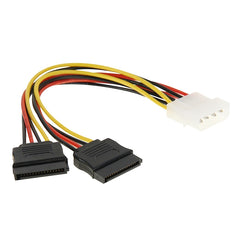 2 x 15 Pin to 4 Pin Serial SATA Power Adapter Cable, Length: 18cm, Material: Aluminium + Magnesium, Material: Copper