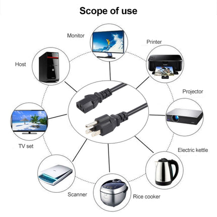 Universal US 3 Prong AC Power Cords for Desktop Computer Printer Monitor Plug, Length: 1.8m