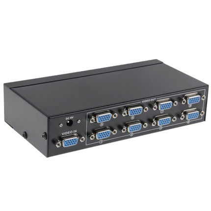 FJ-2508A 8 Port VGA Video Splitter High Resolution 1920 x 1440 Support 250MHz Video Bandwidth, 8 Ports Splitter Black