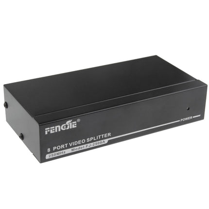 FJ-2508A 8 Port VGA Video Splitter High Resolution 1920 x 1440 Support 250MHz Video Bandwidth, 8 Ports Splitter Black