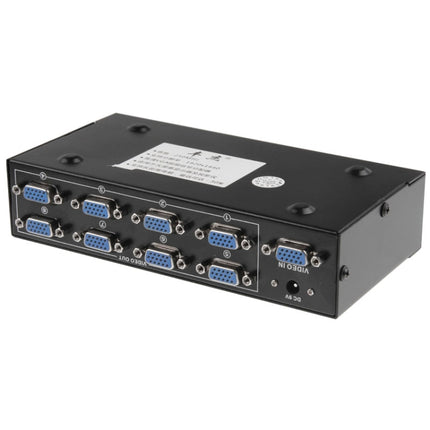 FJ-2508A 8 Port VGA Video Splitter High Resolution 1920 x 1440 Support 250MHz Video Bandwidth, 8 Ports Splitter Black