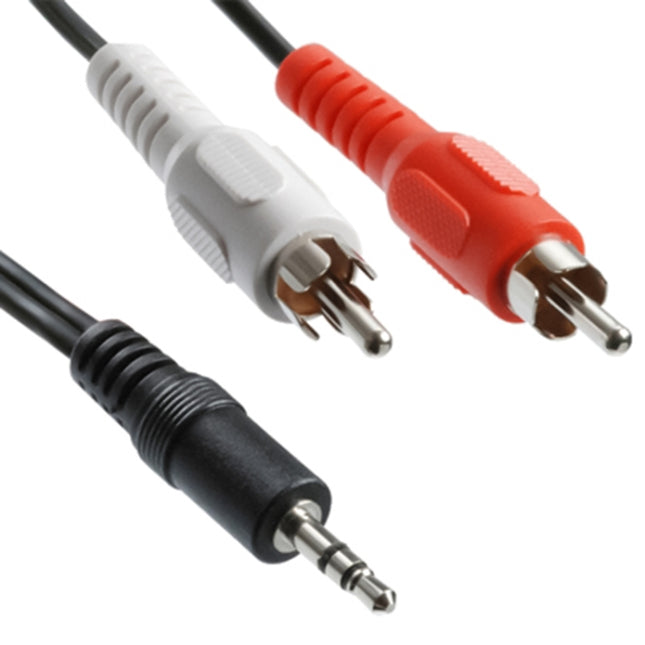 Normal Quality Jack 3.5mm Stereo to RCA Male Audio Cable, Length: 3m, Length: 3m