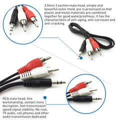 Jack 3.5mm Stereo to RCA Male Audio Cable, Length: about 2.7m, Length: 2.7m