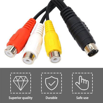 4-pin S-Video TV to RCA Converter AV female Cable Adapter, Length: 20cm, S-Video to AV 3RCA Female