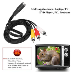 4 Pin S-Video to 3 RCA AV TV Male Cable Converter Adapter, Length: 1.5M, S-Video to AV 3RCA Male