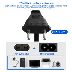 2 Prong Style EU Notebook Power Cord, Cable Length: 1.5m, 1.5m