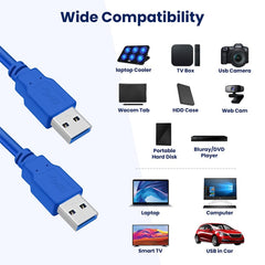 USB 3.0 A Male to A Male AM-AM Extension Cable, Length: 3m, Length: 3m