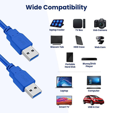 USB 3.0 A Male to A Male AM-AM Extension Cable, Length: 3m, Length: 1m