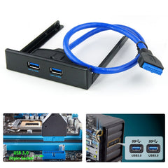 USB 3.0 Front Panel Floppy Disk Bay 20 Pin 2 Ports HUB Bracket Cable, 2 Ports USB 3.0 (Black)