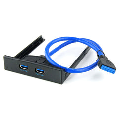 USB 3.0 Front Panel Floppy Disk Bay 20 Pin 2 Ports HUB Bracket Cable, 2 Ports USB 3.0 (Black)