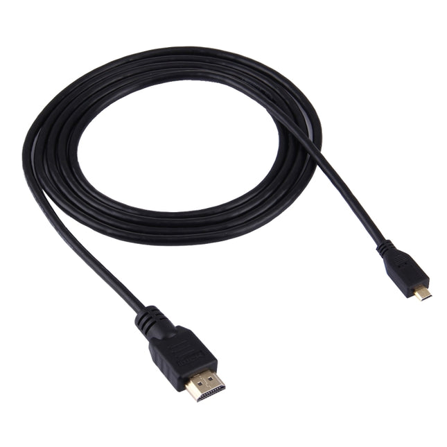 1,5 m langes Micro-HDMI-auf-HDMI-19-Pin-Kabel, Version 1.4, unterstützt 3D, HDMI-Stecker, unterstützt 3D, Länge: 1,5 m.