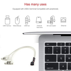 9 Pin Internal Header to 2x USB 2.0 AF Mount Pannel Cable, Length: 30cm, 9 Pin Internal Header to 2 USB