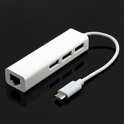 Type-C to 3 x USB and RJ45 Multi-function Adapter, Length: 13cm, 3 Port USB+RJ45