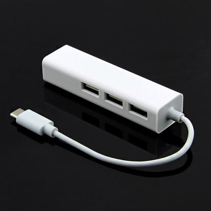 Type-C to 3 x USB and RJ45 Multi-function Adapter, Length: 13cm, 3 Port USB+RJ45