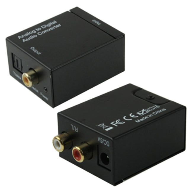 Digital Optical Coaxial Toslink to Analog RCA Audio Converter(Black), Spdif+Coaial to 2RCA