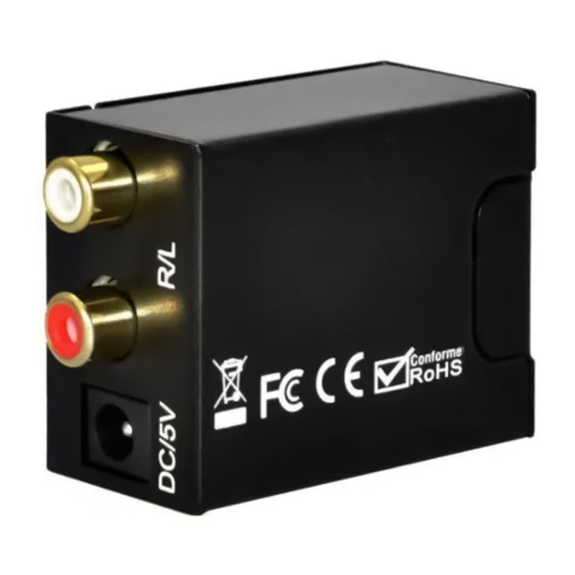 Digital Optical Coaxial Toslink to Analog RCA Audio Converter(Black), Spdif+Coaial to 2RCA