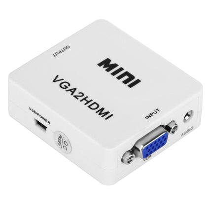 HD 1080P HDMI Mini VGA to HDMI Scaler Box Audio Video Digital Converter, HD 1080P (White)