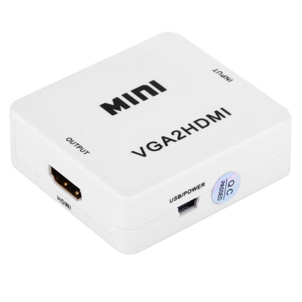 HD 1080P HDMI Mini VGA to HDMI Scaler Box Audio Video Digital Converter, HD 1080P (White)