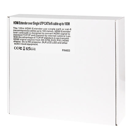 HDMI Extender over Single UTP CAT5e/6 Cable, Transmission Distance: 100m, 100m