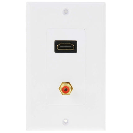 Panel de placa de pared con conector HDMI hembra + conector RCA hembra