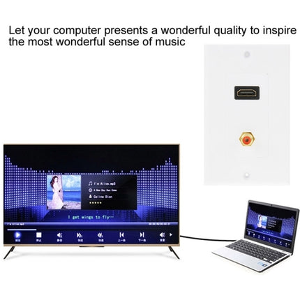 Panel de placa de pared con conector HDMI hembra + conector RCA hembra