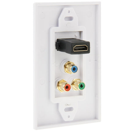 HDMI Female Plug + 3 RCA Female Plugs Wall Plate Panel