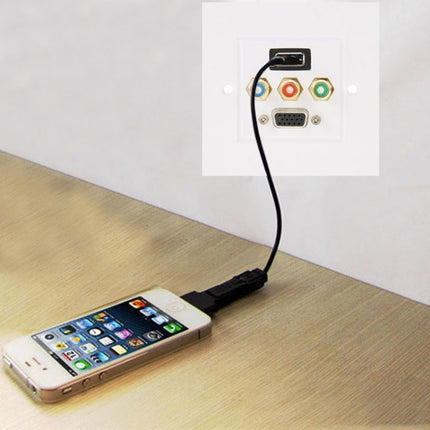 Panel de placa de pared con conector hembra USB 3.0 + 3 conectores hembra RCA + conector hembra VGA