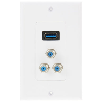 Panel de placa de pared con enchufe hembra USB 3.0 + 3 enchufes hembra F